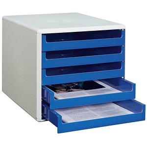 M&M Schubladenbox blau 30050911, DIN A4 mit 5 Schubladen