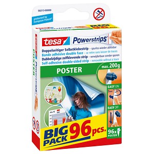 96 tesa Powerstrips POSTER Klebestreifen für max. 200,0 g 1,5 x 4,5 cm 96 tesa Powerstrips POSTER Klebestreifen für max. 200,0 g 1,5 x 4,5 cm