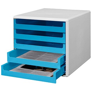 M&M Schubladenbox ocean-blue 30050961, DIN A4 mit 5 Schubladen