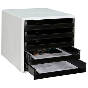 M&M Schubladenbox schwarz 30050901, DIN A4 mit 5 Schubladen