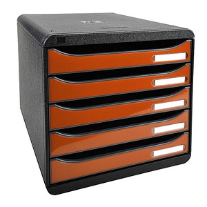 Exacompta Schubladenbox Big-Box Plus mandarin 3097288D, DIN A4 mit 5 Schubladen