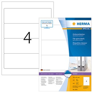 400 HERMA Ordneretiketten 4284 weiß für 7,0 - 8,0 cm Rückenbreite 400 HERMA Ordneretiketten 4284 weiß für 7,0 - 8,0 cm Rückenbreite