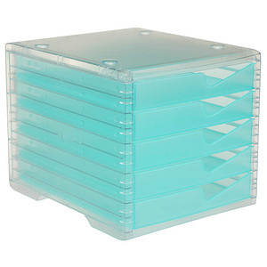 styro Schubladenbox styroswingbox light aqua 275-8430.25224, DIN C4 mit 5 Schubladen