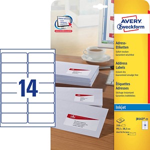 350 AVERY Zweckform Adressetiketten J8163-25 weiß 350 AVERY Zweckform Adressetiketten J8163-25 weiß