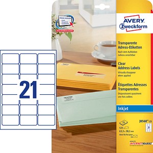 525 AVERY Zweckform Folien-Adressetiketten J8560-25 transparent 525 AVERY Zweckform Folien-Adressetiketten J8560-25 transparent