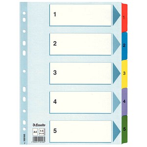 Esselte Ordnerregister DIN A4 Vollformat 1-5 weiß 5-teilig Esselte Ordnerregister DIN A4 Vollformat 1-5 weiß 5-teilig