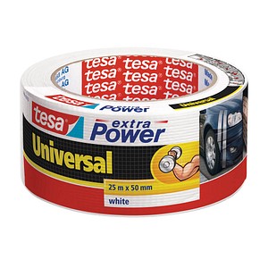 tesa extra Power® Universal Gewebeband weiß 50,0 mm x 25,0 m 1 Rolle tesa extra Power® Universal Gewebeband weiß 50,0 mm x 25,0 m 1 Rolle