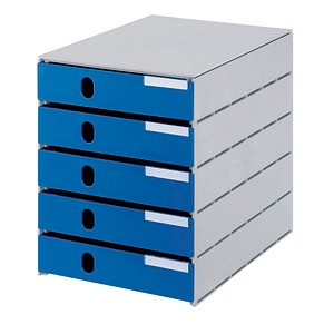 styro Schubladenbox styroval blau DIN C4 mit 5 Schubladen