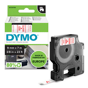 DYMO Beschriftungsband D1 40915 S0720700, 9 mm rot auf weiß DYMO Beschriftungsband D1 40915 S0720700, 9 mm rot auf weiß