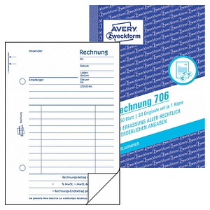 AVERY Zweckform Formularbuch 706 Rechnung AVERY Zweckform Formularbuch 706 Rechnung