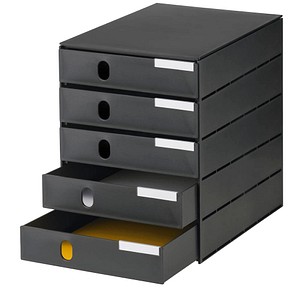 styro Schubladenbox styroval schwarz DIN C4 mit 5 Schubladen