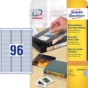 2.400 AVERY Zweckform Etiketten L6022REV-25 weiß 2.400 AVERY Zweckform Etiketten L6022REV-25 weiß