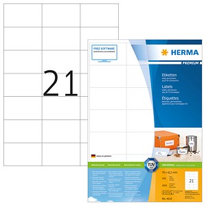 4.200 HERMA Etiketten 4616 weiß 70,0 x 42,3 mm 4.200 HERMA Etiketten 4616 weiß 70,0 x 42,3 mm
