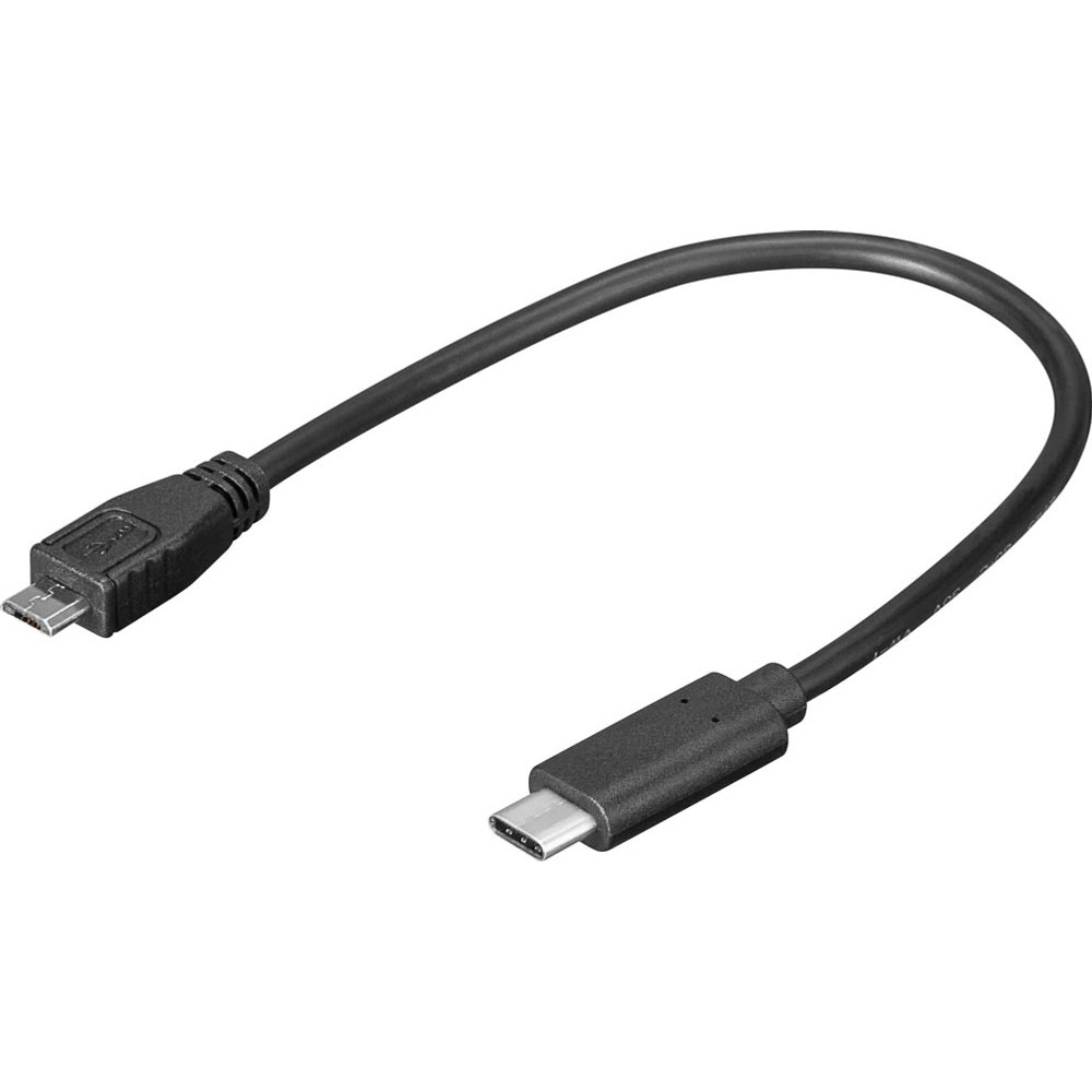 goobay USB C/Micro USB 2.0 B Kabel 0,2 m schwarz | office discount