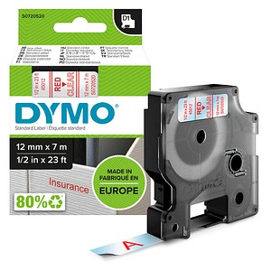 DYMO Beschriftungsband D1 45017 S0720520, 12 mm rot auf transparent DYMO Beschriftungsband D1 45017 S0720520, 12 mm rot auf transparent