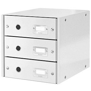 LEITZ Schubladenbox Click & Store weiß 6048-00-01, DIN A4 mit 3 Schubladen