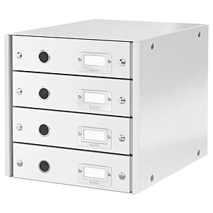 LEITZ Schubladenbox Click & Store weiß 6049-00-01, DIN A4 mit 4 Schubladen