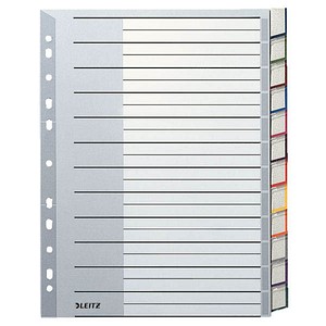 LEITZ Ordnerregister 1274 DIN A4 Vollformat, Überbreite blanko grau 12-teilig LEITZ Ordnerregister 1274 DIN A4 Vollformat, Überbreite blanko grau 12-teilig