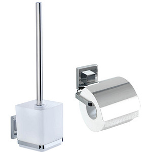 | WENKO silber office discount Metall WC-Garnitur Quadro