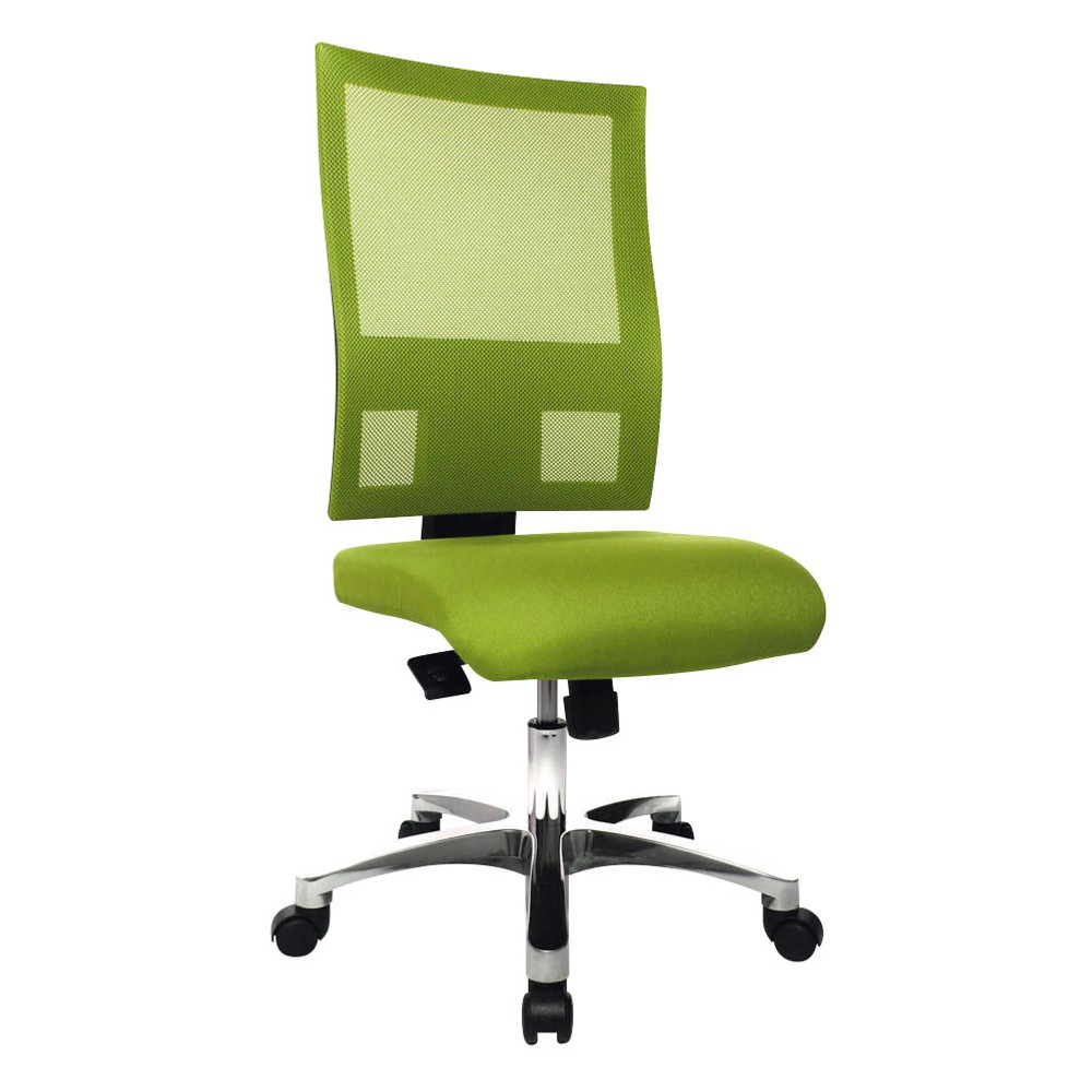 Topsit Bürostuhl In Grün – Ergonomischer Drehstuhl Mit Verstellbarer Lehne, Aluminium-Fußkreuz Und Stufenlosen Höhenverstellung, Für Weiche Böden