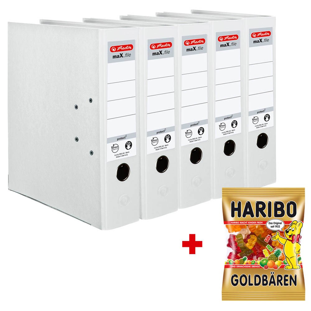 AKTION 5 herlitz maX file protect Ordner weiß Kunststoff 8 0 cm DIN A4