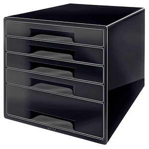 LEITZ Schubladenbox CUBE Duo Colour schwarz/grau 5253-10-95, DIN A4 mit 5 Schubladen