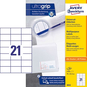 2.100 AVERY Zweckform Etiketten 3652 weiß 2.100 AVERY Zweckform Etiketten 3652 weiß