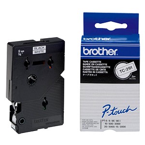 brother Beschriftungsband TC-291 TC291, 9 mm schwarz auf weiß brother Beschriftungsband TC-291 TC291, 9 mm schwarz auf weiß