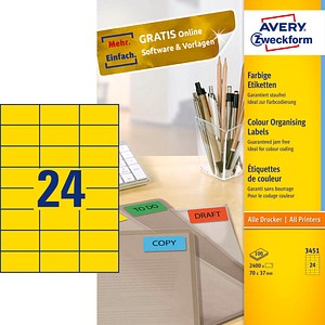 2.400 AVERY Zweckform Etiketten 3451 gelb 2.400 AVERY Zweckform Etiketten 3451 gelb