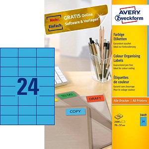 2.400 AVERY Zweckform Etiketten 3449 blau 2.400 AVERY Zweckform Etiketten 3449 blau