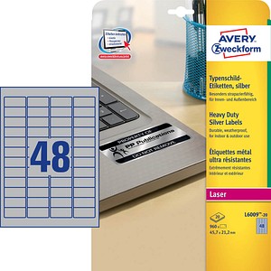 960 AVERY Zweckform Typenschildetiketten L6009-20 silber 960 AVERY Zweckform Typenschildetiketten L6009-20 silber