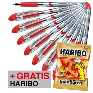 Aktion 10 Schneider Kugelschreiber Slider Basic Rot Schreibfarbe Rot Gratis Haribo Goldbaren 0 G Gunstig Online Kaufen Office Discount