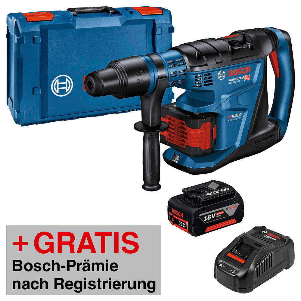 AKTION BOSCH Professional GBH 18V40 C AkkuBohrhammerSet 18,0 V, mit