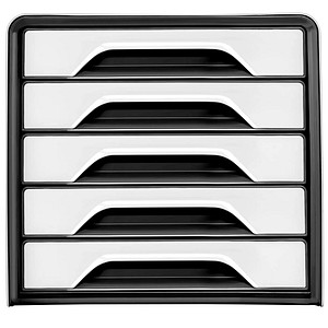 cep Schubladenbox Smoove schwarz/weiß DIN A4 mit 5 Schubladen