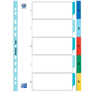 OXFORD Ordnerregister DIN A4 Vollformat 1-5 farbsortiert 5-teilig OXFORD Ordnerregister DIN A4 Vollformat 1-5 farbsortiert 5-teilig