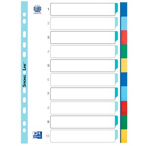 OXFORD Ordnerregister DIN A4 Vollformat blanko farbsortiert 10-teilig OXFORD Ordnerregister DIN A4 Vollformat blanko farbsortiert 10-teilig