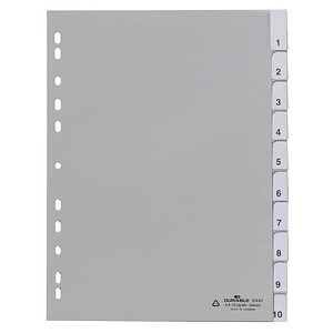 DURABLE Ordnerregister DIN A4 Vollformat 1-10 grau 10-teilig DURABLE Ordnerregister DIN A4 Vollformat 1-10 grau 10-teilig