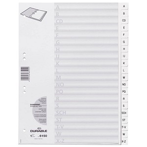 DURABLE Ordnerregister DIN A4 Vollformat A-Z weiß 20-teilig DURABLE Ordnerregister DIN A4 Vollformat A-Z weiß 20-teilig