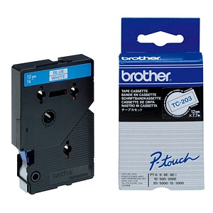 brother Beschriftungsband TC-203 TC203, 12 mm blau auf weiß brother Beschriftungsband TC-203 TC203, 12 mm blau auf weiß