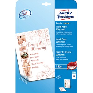 AVERY Zweckform Fotopapier 2581 DIN A4 matt 200 g/qm 25 Blatt AVERY Zweckform Fotopapier 2581 DIN A4 matt 200 g/qm 25 Blatt