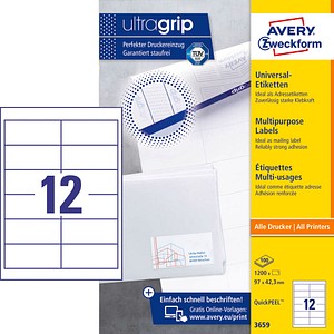 1.200 AVERY Zweckform Etiketten 3659 weiß 1.200 AVERY Zweckform Etiketten 3659 weiß