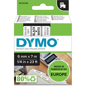 DYMO Beschriftungsband D1 43613 S0720780, 6 mm schwarz auf weiß DYMO Beschriftungsband D1 43613 S0720780, 6 mm schwarz auf weiß