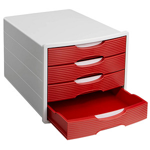 office discount Schubladenbox rot 1001-DO-17, DIN C4 mit 4 Schubladen