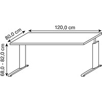 röhr Techno höhenverstellbarer Schreibtisch ahorn rechteckig, C-Fuß-Gestell  silber 120,0 x 80,0 cm