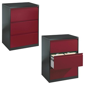 CP Hängeregistraturschrank rot/grau 3 Schubladen CP Hängeregistraturschrank rot/grau 3 Schubladen