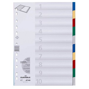 DURABLE Ordnerregister DIN A4 Vollformat blanko farbsortiert 10-teilig DURABLE Ordnerregister DIN A4 Vollformat blanko farbsortiert 10-teilig