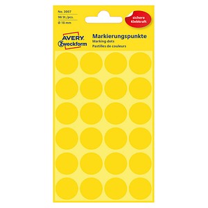 AVERY Zweckform Klebepunkte 3007 gelb Ø 18,0 mm AVERY Zweckform Klebepunkte 3007 gelb Ø 18,0 mm