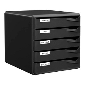LEITZ Schubladenbox Post-Set schwarz DIN A4 mit 5 Schubladen