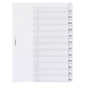 DURABLE Ordnerregister DIN A4 Vollformat 1-12/Jan.-Dez. transparent 12-teilig DURABLE Ordnerregister DIN A4 Vollformat 1-12/Jan.-Dez. transparent 12-teilig