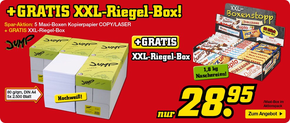 Kopierpapier + gratis XXL-Boxenstopp